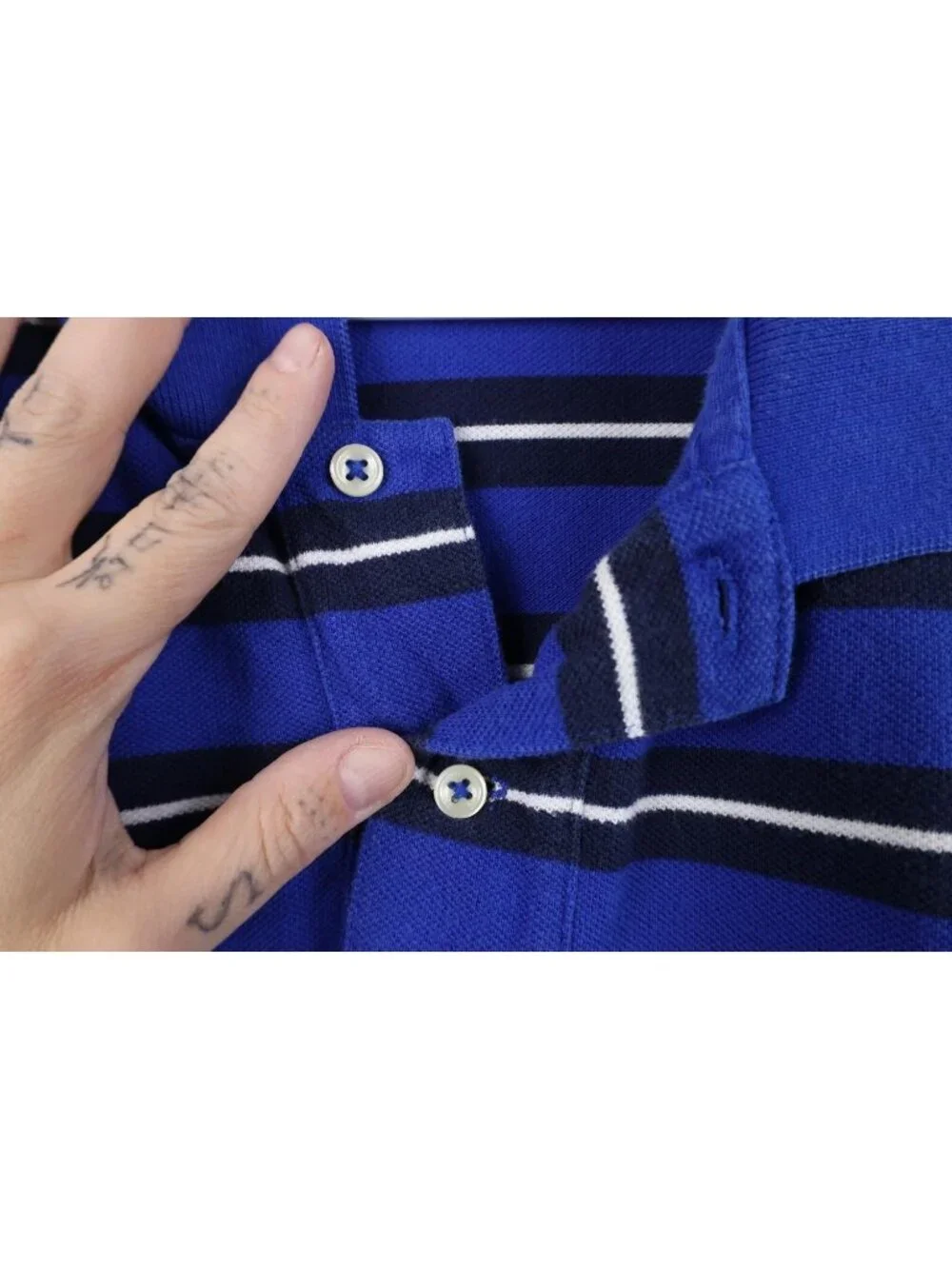 Vintage 90s Ralph Lauren Mens XL Faded Striped Color Block Knit Golf Polo Shirt